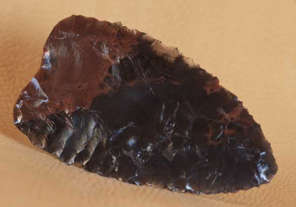 Large double flow hand Knapped Obsidian Arrowhead