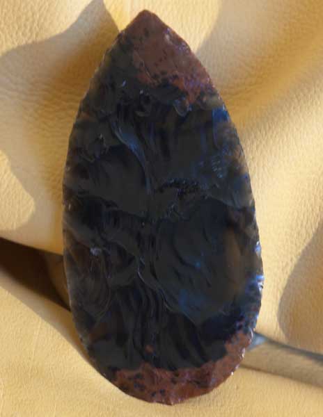 This is a Very Large and beautiful Hand Knapped Obsidian Spearhead